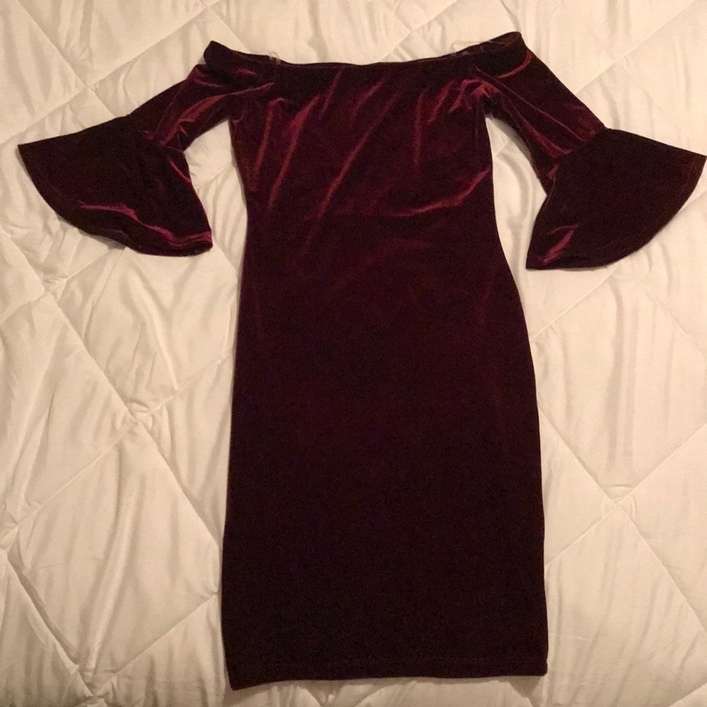 Bell sleeve velvet dress